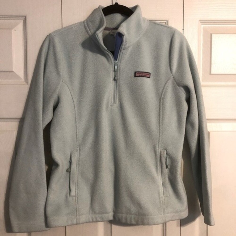 VINEYARD VINES Small 1/4 Zip Mint Green Fleece Pullover Jacket Soft Cozy